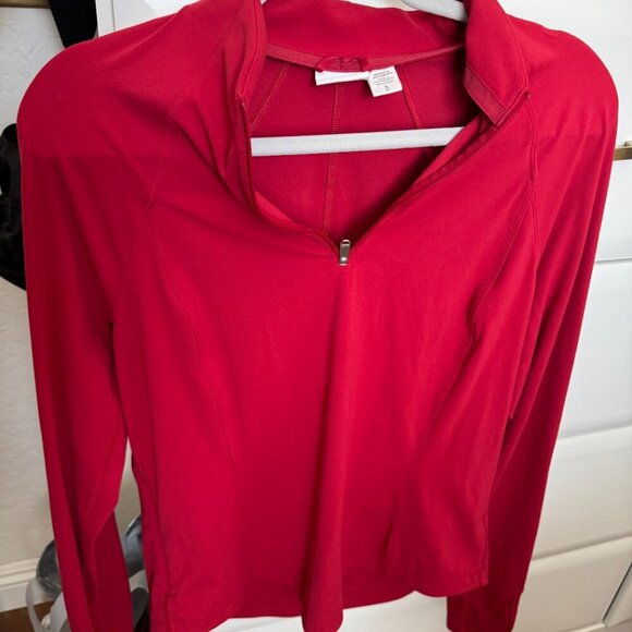 Athleta Red Quarter-Zip Pullover - Size Large - Picture 3 of 4